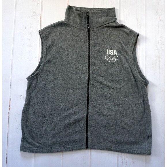 USA Olympic Committee Gray Fleece Vest, Size XL - Picture 1 of 8